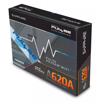 Motininė plokštė Sapphire PULSE A620AM (microATX) lizdas AM5, AMD A620A, DDR5, 2x DIMM, 64 GB, 2x M.2, Gigabit LAN