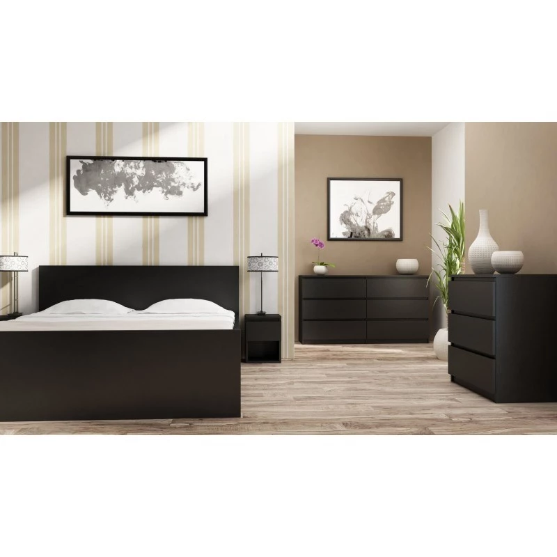 Komoda top e shop M3 CZERŃ – 3 stalčiai, medžio drožlių plokštė, 700×400×770 mm, juoda