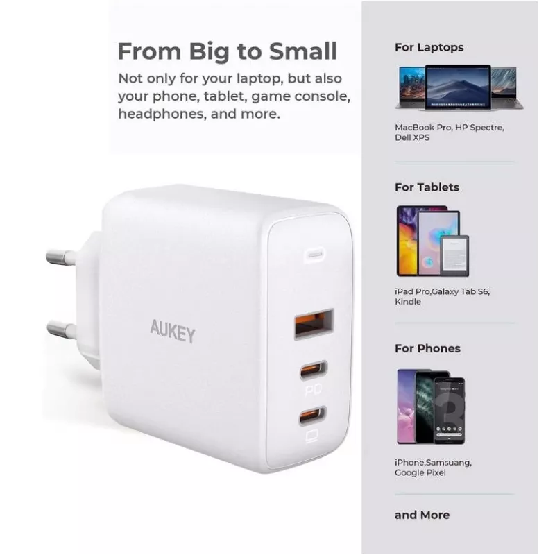 AUKEY PA-B6S Balta Omnia Mix GaN itin greitas sieninis įkroviklis