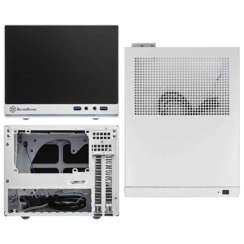 SilverStone SUGO SG13 - stalinis kompiuterio korpusas - Mini-DTX - be maitinimo šaltinio (AT / PS/2) - juoda, balta - USB / garsas (SST-SG13WB-Q)