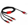 DeLOCK kabelis tik įkrovimui – Lightning / USB – USB (M) į Micro-USB Type B, Lightning, USB-C (M) – 1,0 m – ekranuotas – juodas (85892)