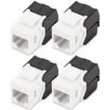 DIGITUS CAT 6 Keystone Jack neekranuotas 4 vnt. Plokščias Juodas Baltas RJ-45