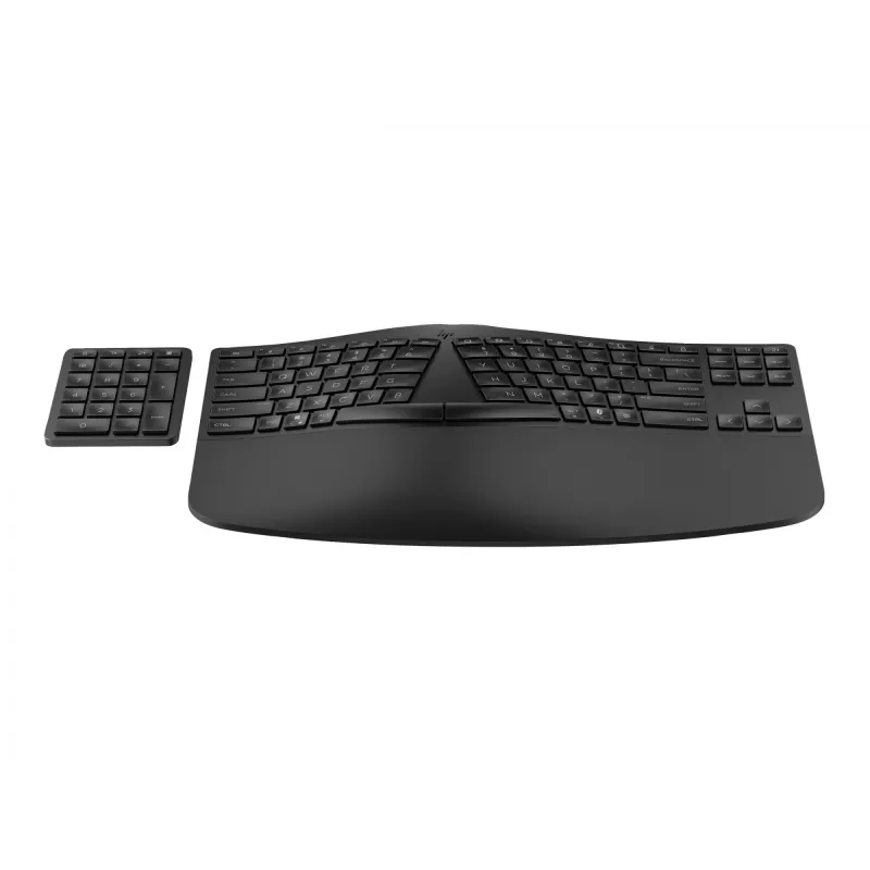 HP 960 ergonomiška belaidė klaviatūra, pilno dydžio (100 %), RF belaidė + Bluetooth, membraninė, juoda