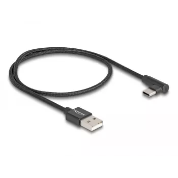 DeLOCK USB 2.0 laidas Type-A vyriškas į USB Type-C vyrišką kampu 0,5 m juodas
