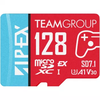 Team Group APEX SD7.1 128GB MicroSD Express atminties kortelė (raudona/mėlyna)