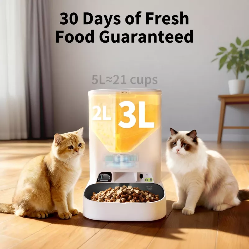 Automatinis šėrimo aparatas PETKIT YumShare Dual-hopper 2 su kamera, 5 L talpa, ABS ir 304 nerūdijančio plieno, baltas