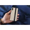 Dėklas iPhone X/XS – juoda oda su medžio akcentu, man and wood