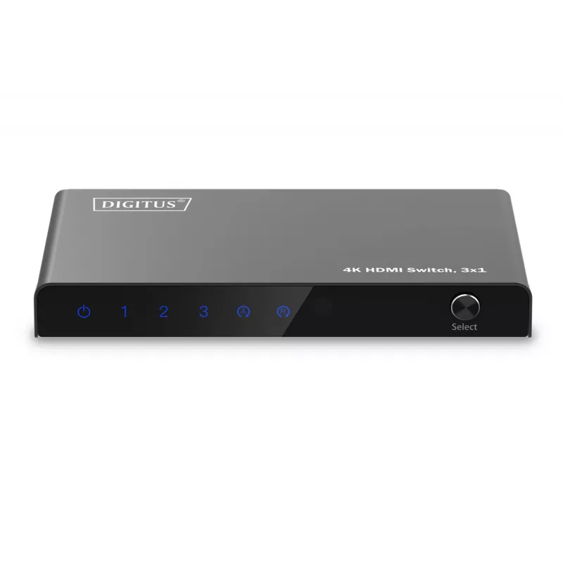 Digitus 4K HDMI jungiklis 3x1 juodas metalinis 18 Gbit/s