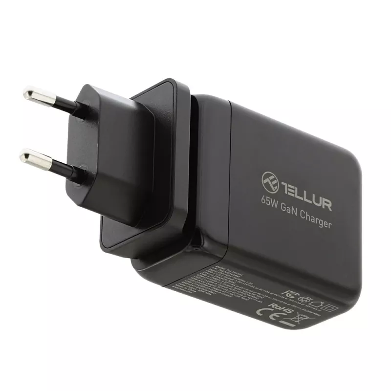 Sieninis įkroviklis Tellur TLL151451 65W, 3 prievadai (2x USB-C, 1x USB-A)
