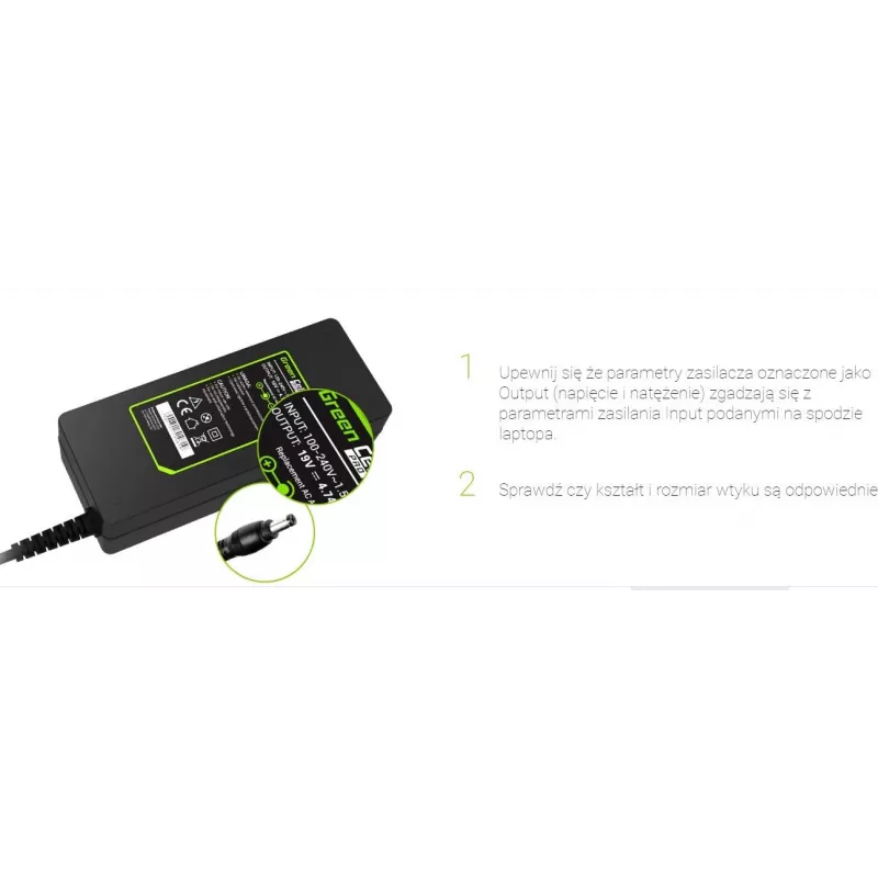 Vidinis maitinimo adapteris Green Cell AD19P 40W Juodas