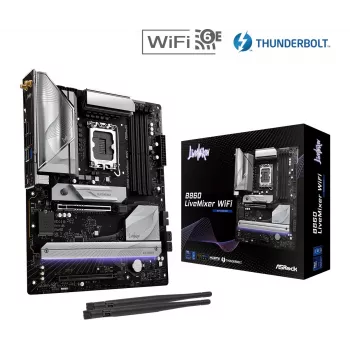 Motininė plokštė ASRock B860 LiveMixer WiFi — Intel B860, LGA 1851, ATX, DDR5, 4 DIMM, Wi‑Fi 6E, 2.5Gb LAN