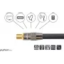 SAT antenos laidas, IEC/Koax kištukas ir lizdas auksuoti, ekranavimo lygis 120 dB, 75 omų, nailono pynė juoda, 1 m, PYTHON® serija (GC-M2011)