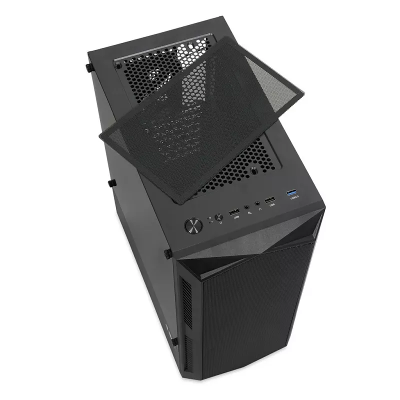 Korpusas IBOX LUPUS 27 Midi Tower ATX, grūdintas stiklas, RGB, 455×200×380 mm, palaiko ATX, GPU iki 32 cm