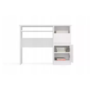 Stalas PORTO Desk Right White, dešinysis, medžio drožlių plokštės viršus 985×510×755 mm, 1 stalčius, klaviatūros lentyna
