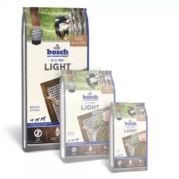 Sausas šunų ėdalas Bosch LIGHT 12,5 kg — suaugusiems, vištiena, 20% baltymų, 6% riebalų, sąnarių palaikymui, veterinarinė dieta