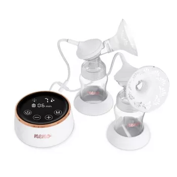 Elektrinis dvigubas pientraukis neno Bella Twin Moon – belaidis, dviejų fazių, LCD, 150 ml buteliukai, perlamutrinis