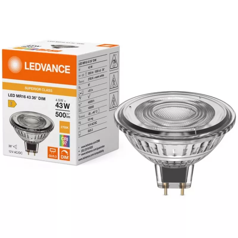 Osram LED MR16 43 36° 4.9W 927 GU5.3 reguliuojamas šviesos diodinis reflektorius