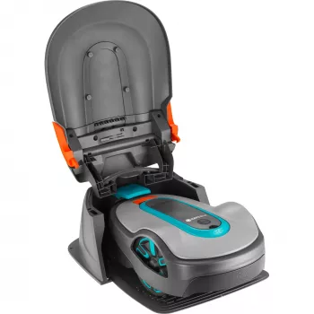 Garažas robotinei vejapjovei, pastogė Pilka/turquoise, skirta SILENO life, SILENO city