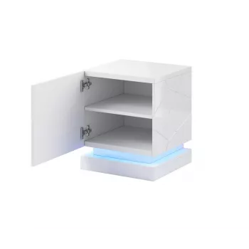 Naktiniai staliukai cama meble QIU, 2 vnt., MDF, balti blizgūs, 46×41,5×53 cm