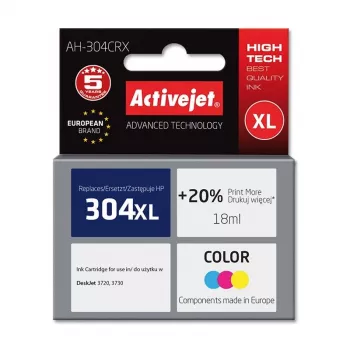 Activejet AH-304CRX rašalo kasetė (HP 304XL N9K07AE pakaitalas; Premium; 18 ml; 400 puslapių, spalvota)