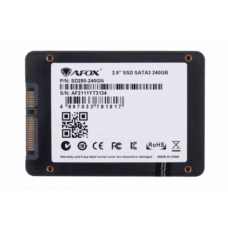 SSD 2,5 colio AFOX SD250-240GN 240 GB SATA III TLC, 555/510 MB/s, 75k/70k IOPS