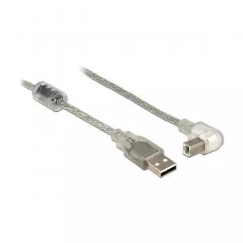 USB kabelis DeLOCK 84811 USB 2.0 0,5 m USB A USB B permatomas sidabrinis