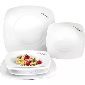 Indų rinkinys LAMART LT9002 – 6 vnt. porcelianinės lėkštės: 2×25 cm, 2×20 cm, 2×17 cm, baltos