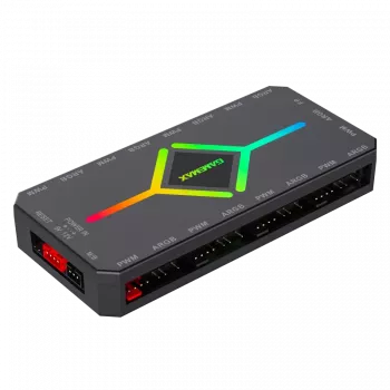 Gamemax V4.0 ARGB PWM HUB BK – ventiliatorių ir RGB šviesų valdiklis su nuotolinio valdymo pulteliu, juodas