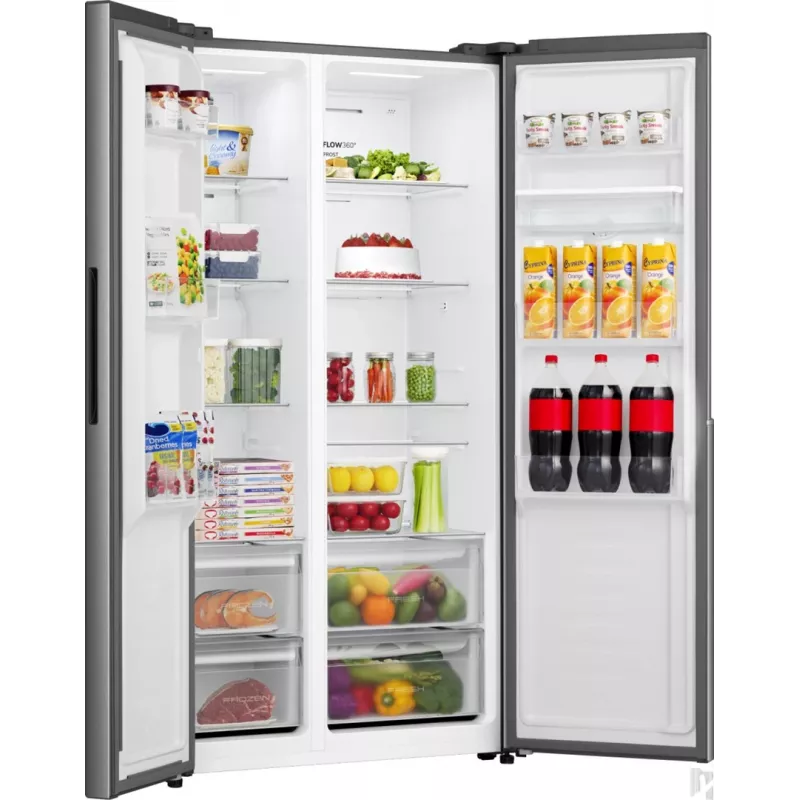 Gorenje HZF55082 NRS917E41XWD G400 – Laisvai pastatomas amerikietiškas šaldytuvas su šaldikliu, pilkas, 541 L, LED apšvietimas