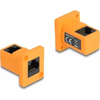 DeLOCK D tipo modulis RJ45 lizdas į lizdą 90° kampu oranžinis