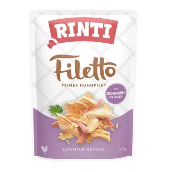 Šlapias šunų ėdalas RINTI Filetto Vištienos filė su kumpiu 100 g
