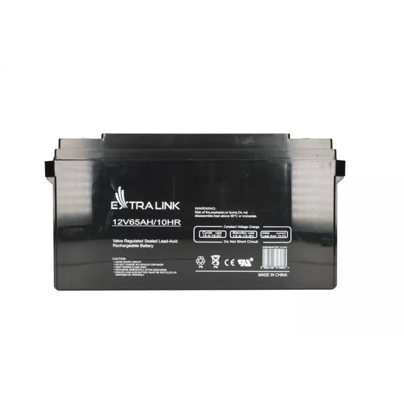 Švino rūgšties akumuliatorius Extralink AGM 12V 65Ah, sandarus, VRLA, juodas, 1 vnt.