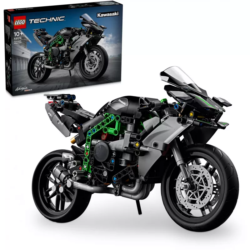 LEGO Technic motociklo modelis Kawasaki Ninja H2R 42170 — 1:1 mastelio replika, 643 detalės, instrukcijų lapas, nuo 10 metų