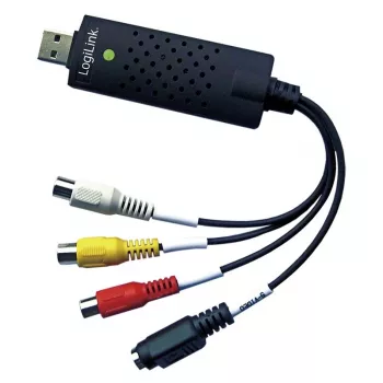 LogiLink USB 2.0 vaizdo įrašymo adapteris, USB A/M į 3x RCA + MiniDIN5/F, juodas