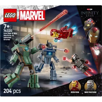 Konstruktorius LEGO Marvel Super Heroes Geležinis žmogus ir karo mašina rinkinys 76320, 204 detalės, 2 minifigūrėlės, 100 mm aukštis