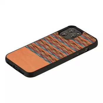 Apsauginis dėklas man and wood iPhone 12 Pro Max – rudas languotas su juodais akcentais