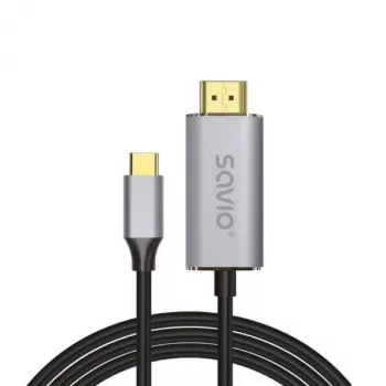 USB-C į HDMI laidas SAVIO CL-199, 2 m, vaizdo ir garso perdavimui