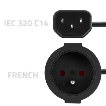 Maitinimo adapteris QOLTEC IEC 320 C14 į prancūzišką kištuką, 0,15 m laidas
