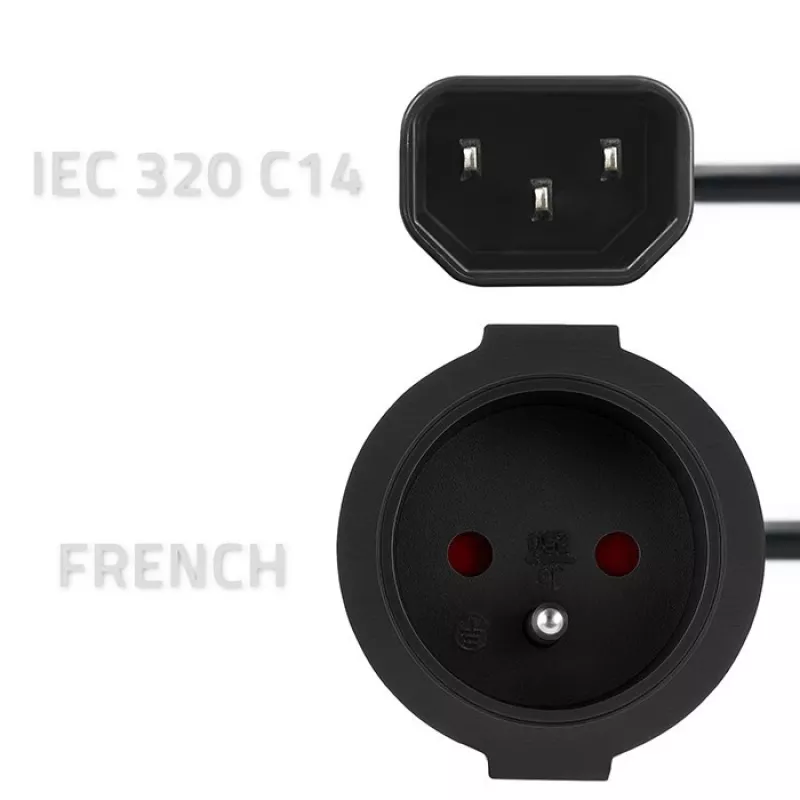 Maitinimo adapteris QOLTEC IEC 320 C14 į prancūzišką kištuką, 0,15 m laidas