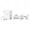 HYPER HJG140WW universalus baltas AC greitasis kroviklis, 140 W, GaN, 2x USB-C + 1x USB-A, patalpoms