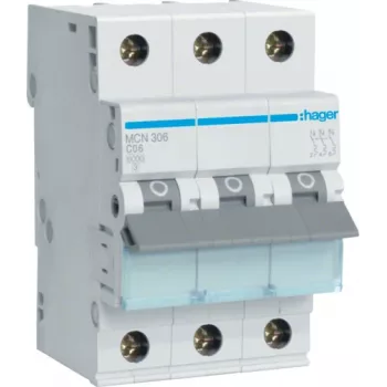 Automatinis jungiklis Hager MCN306, 6 A, C tipo, 3 moduliai