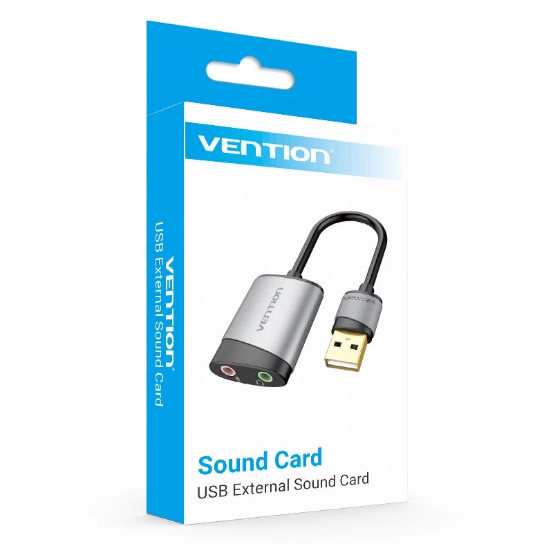 Vention USB išorinė garso kortelė 0,15 m pilka metalinė
