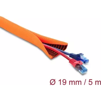 Apsauginė spiralė kabeliams savaime užsidaranti dviejų sluoksnių 5 m x 19 mm DELOCK 19028 oranžinė