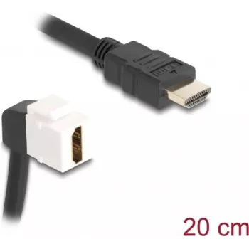 DeLOCK Keystone modulis, HDMI lizdas – kištukas, 90° kampu, 8K 60 Hz, 20 cm, juodas