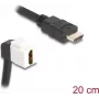 DeLOCK Keystone modulis, HDMI lizdas – kištukas, 90° kampu, 8K 60 Hz, 20 cm, juodas