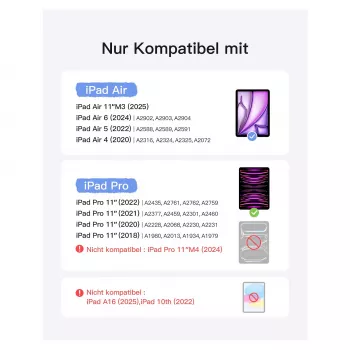 inateck klaviatūra iPad 11 iPad Air 4/5Gen.Com. QWERTZ violetinė