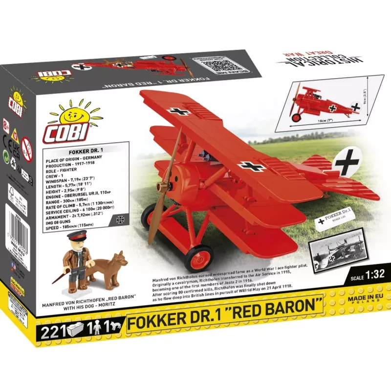 Blocks Fokker DR.1 Red Baron 221 kaladėlių