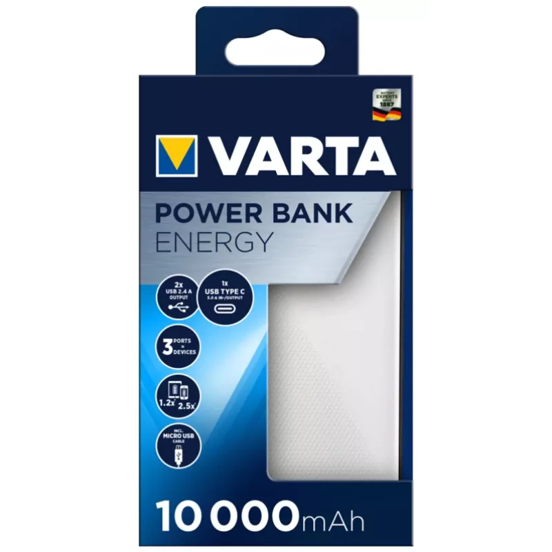 Nešiojamas įkroviklis Varta Energy 10000, 10000 mAh
