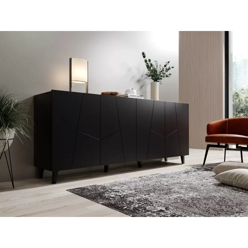 Komoda Cama Meble ETNA 2000×420×820 mm, juoda matinė