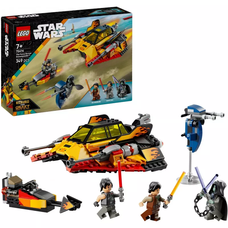 LEGO Star Wars Liepsnos greitaeigis 75414 sniego transporto priemonės rinkinys – 349 detalės, 3 minifigūrėlės, nuo 7 metų